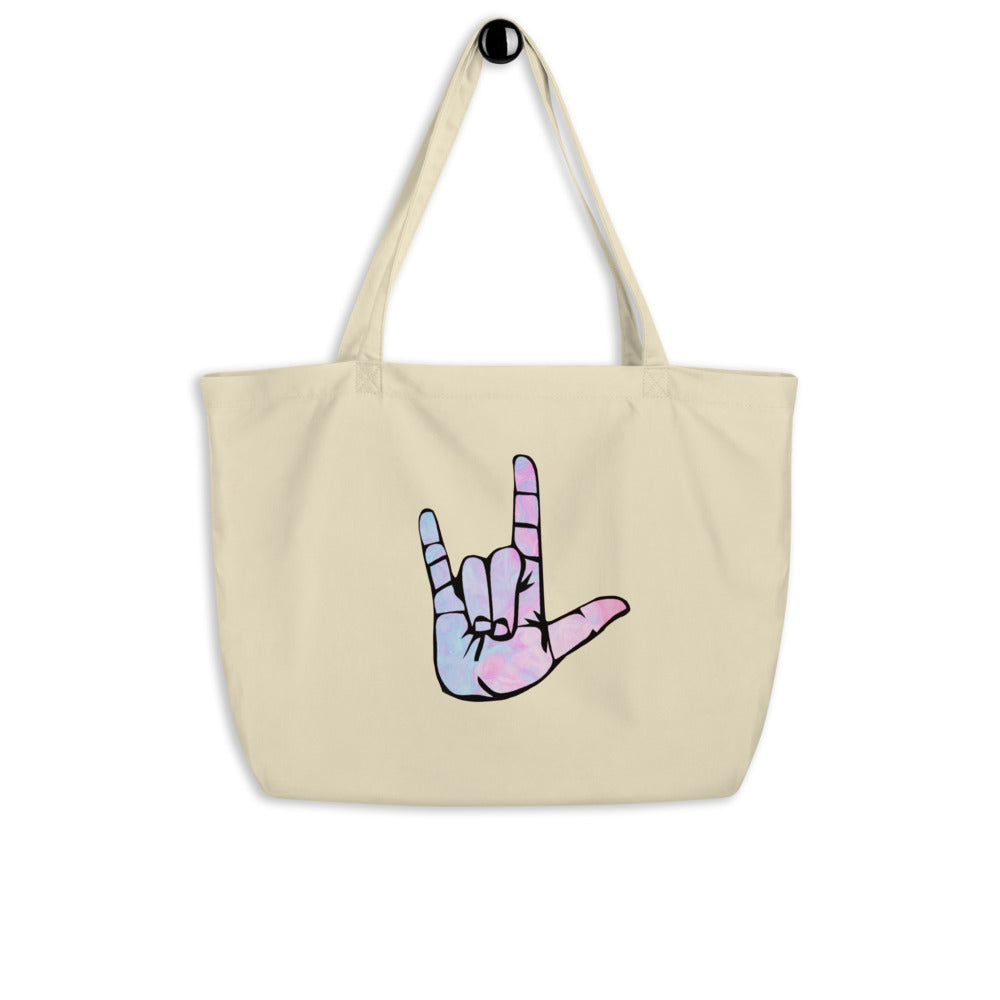 Large 'I Love You' tote bag